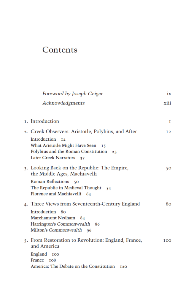 The Roman Republic in Political Thought Table of Contents Page 1
