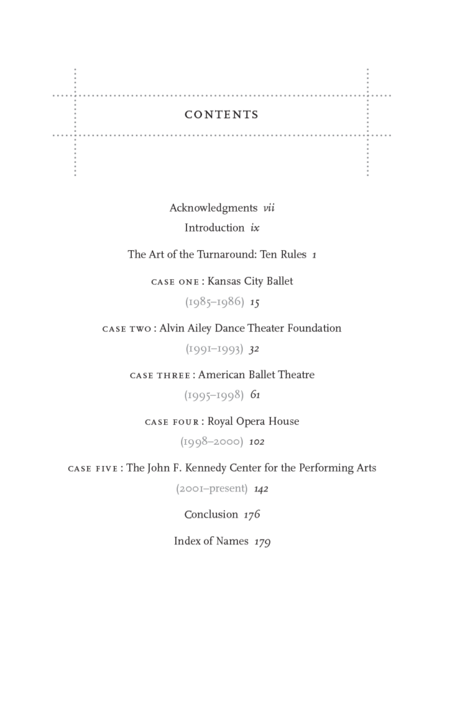 The Art of the Turnaround Table of Contents
