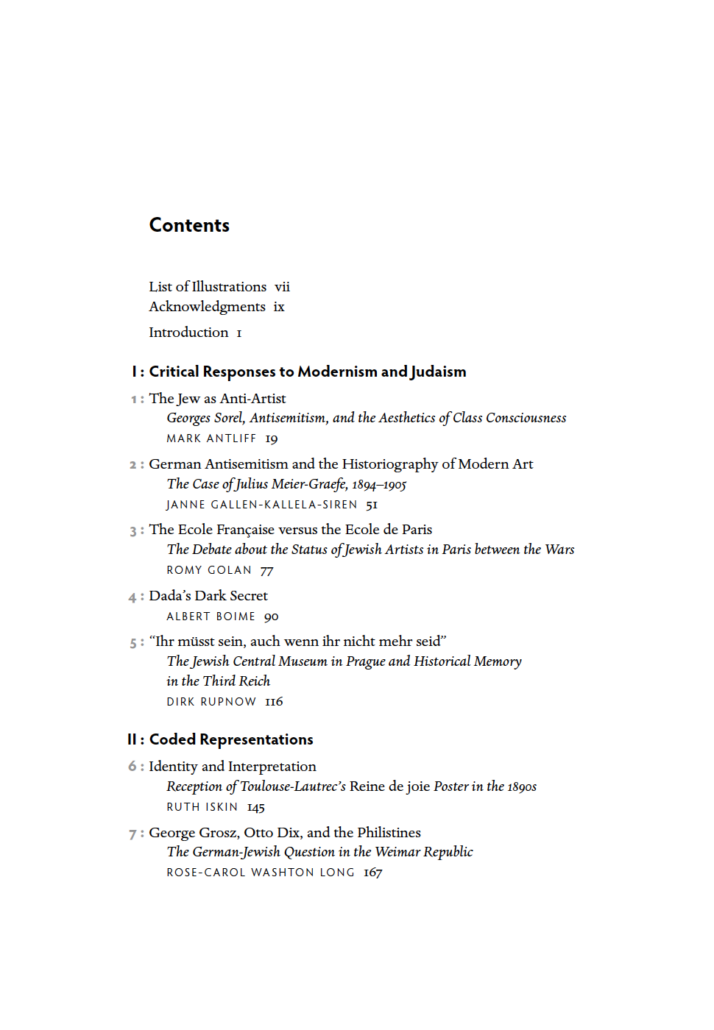 Jewish Dimensions in Modern Visual Culture Table of Contents Page 1