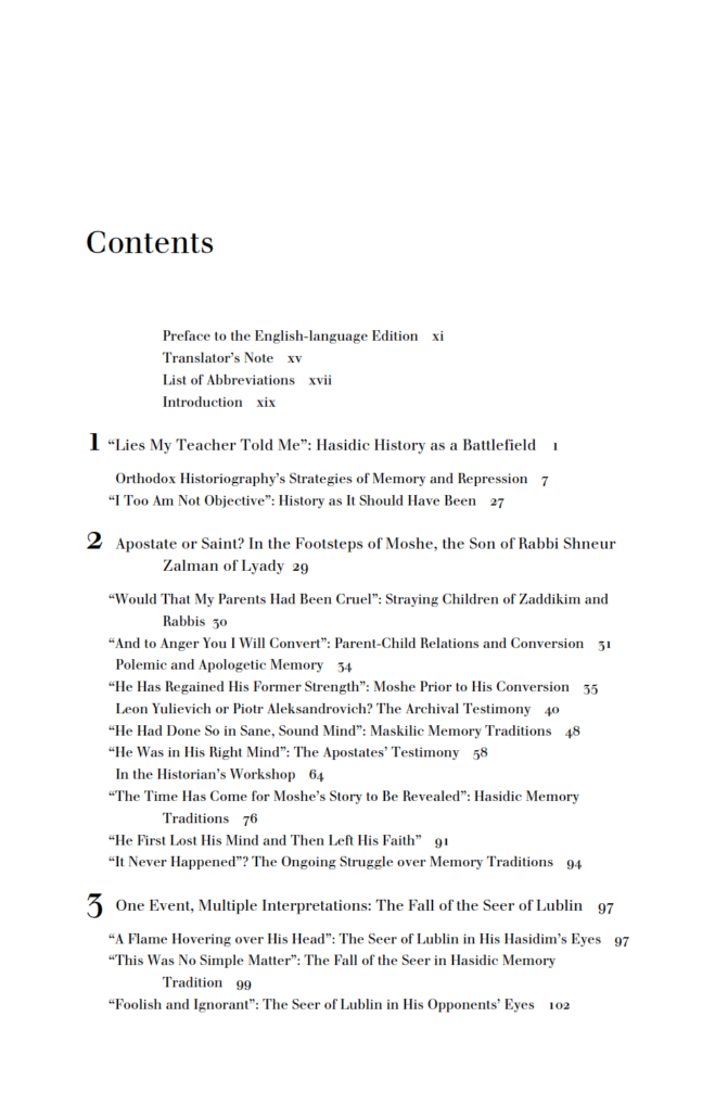 Untold Tales of the Hasidim Table of Contents Page 1