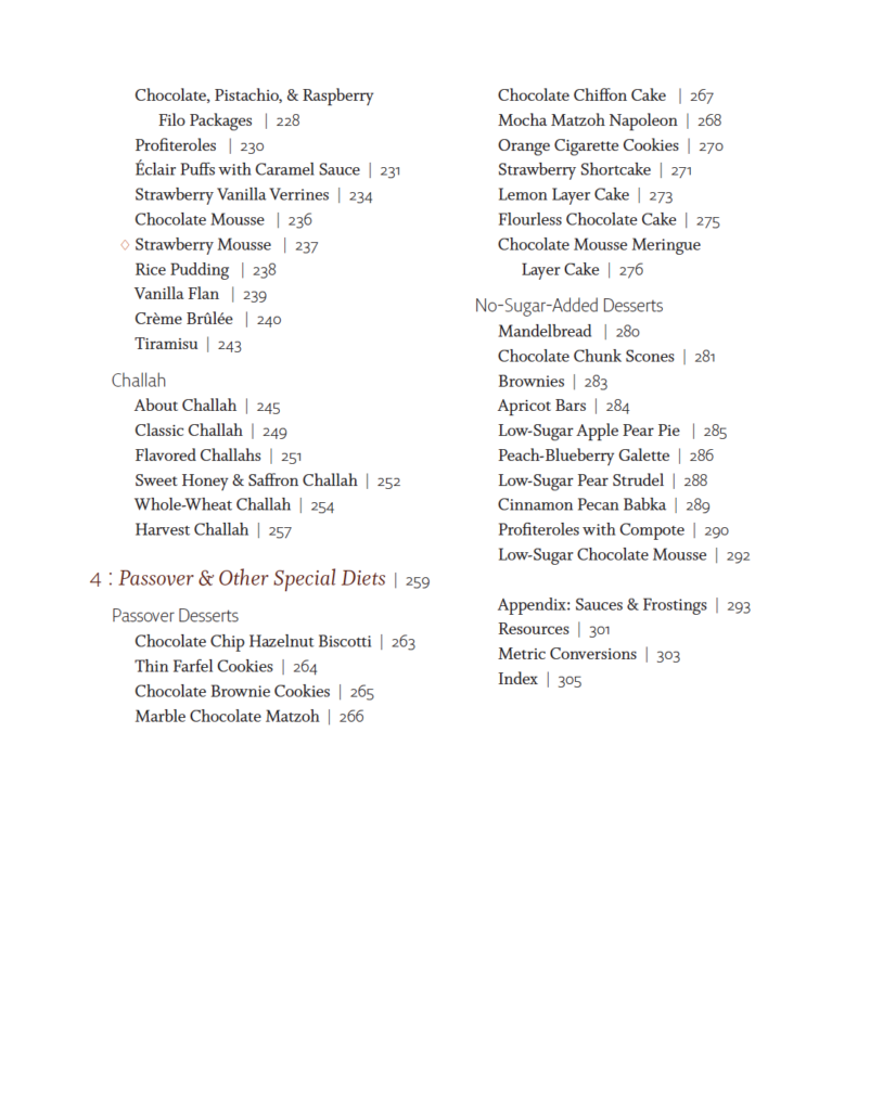 The Kosher Baker Table of Contents Page 4
