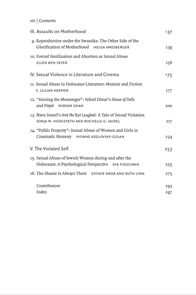 Sexual Violence against Jewish Women during the Holocaust Table of Contents Page 2