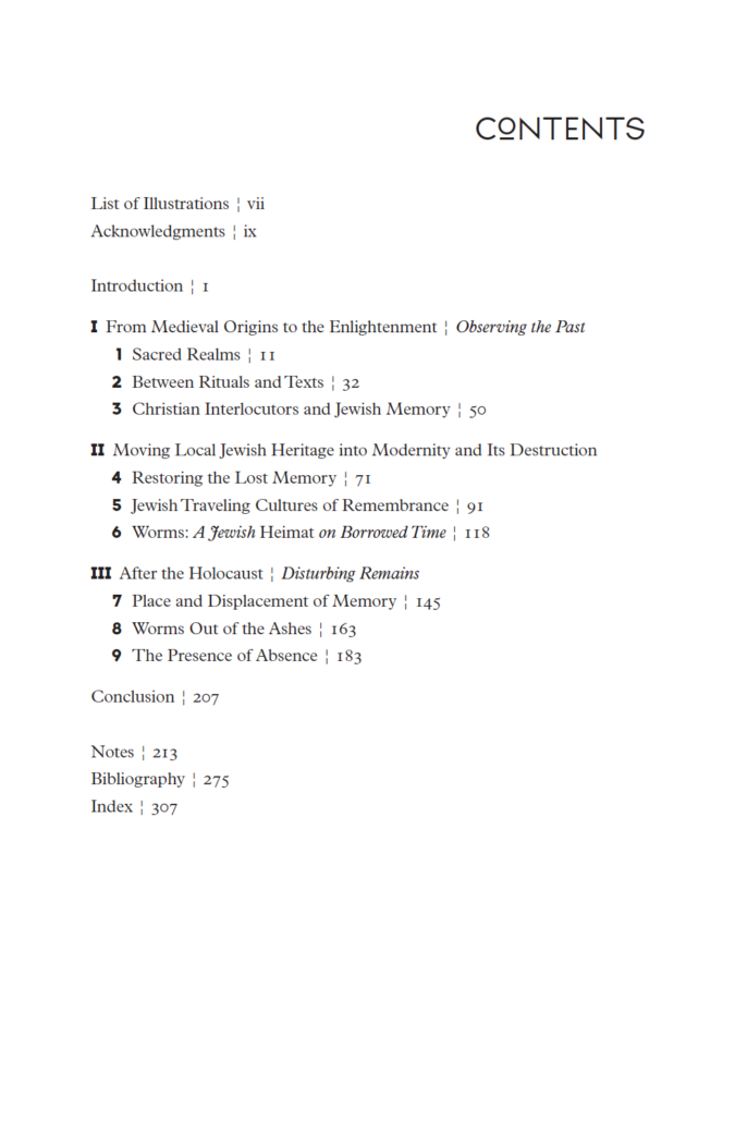 German City, Jewish Memory Table of Contents