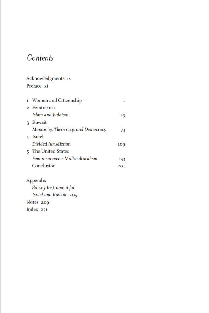 Citizenship, Faith, & Feminism Table of Contents