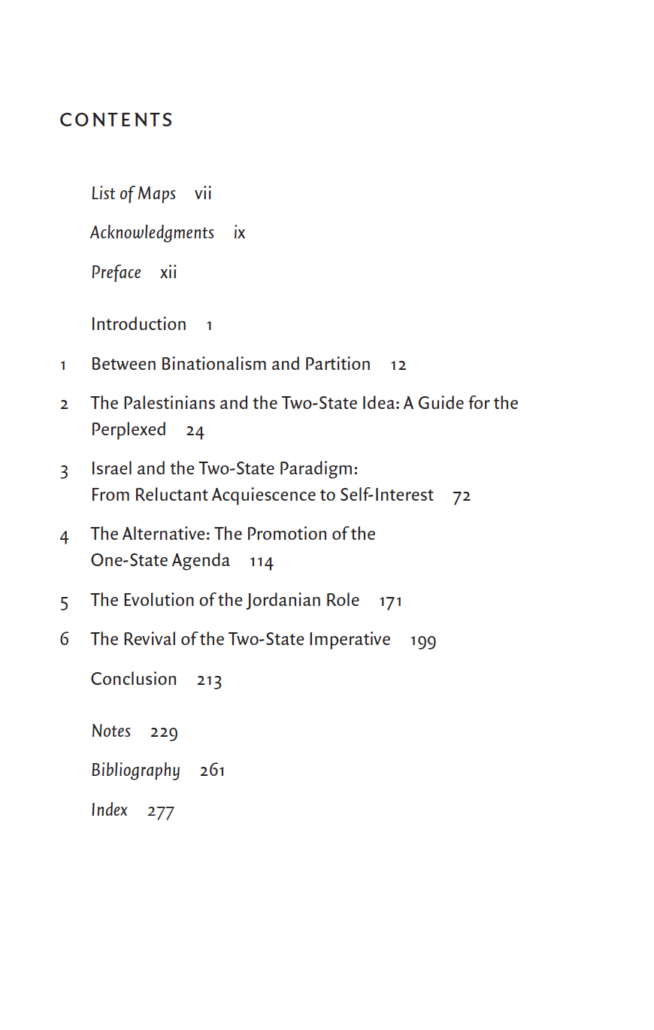 Israel, Jordan, and Palestine Table of Contents