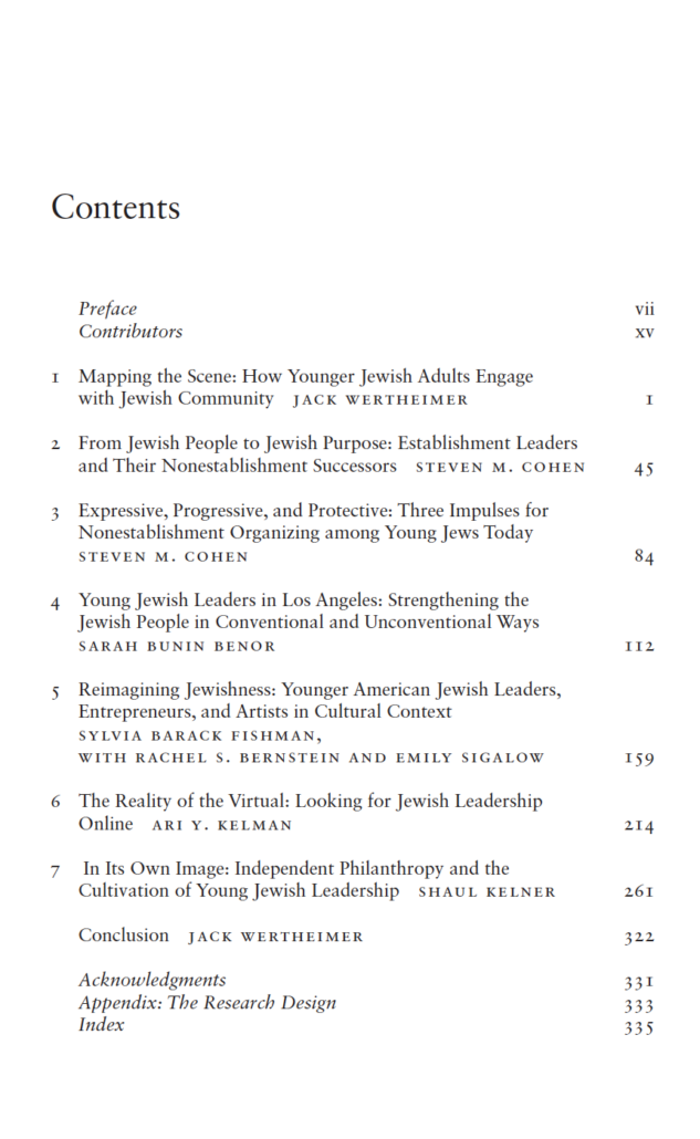 The New Jewish Leaders Table of Contents
