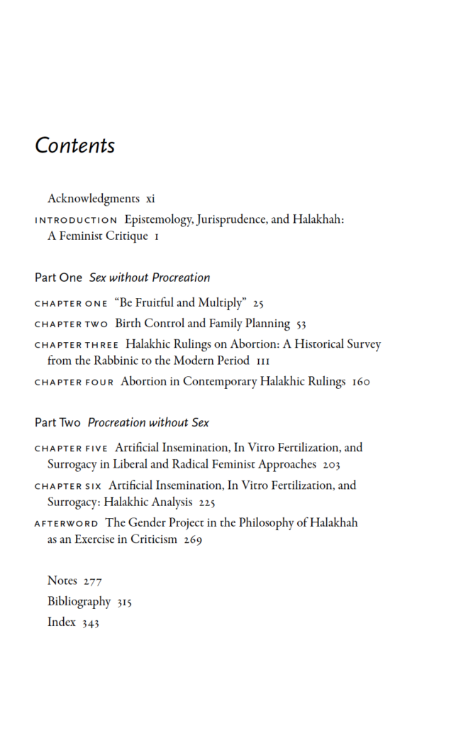 Fertility and Jewish Law Table of Contents