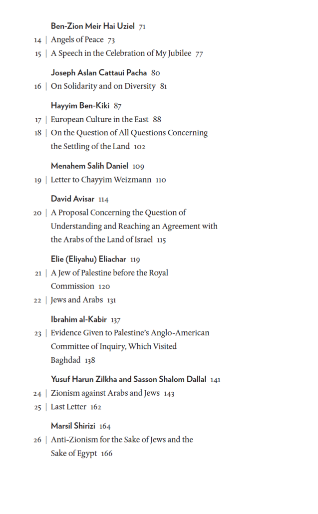 Modern Middle Eastern Jewish Thought Table of Contents Page 2