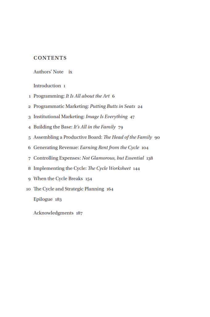 The Cycle, Table of Contents