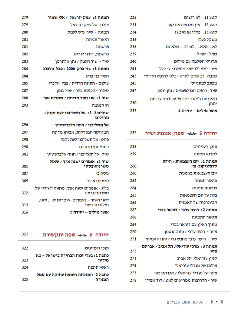 Brandeis Modern Hebrew Pilot Edition Table of Contents Page 3