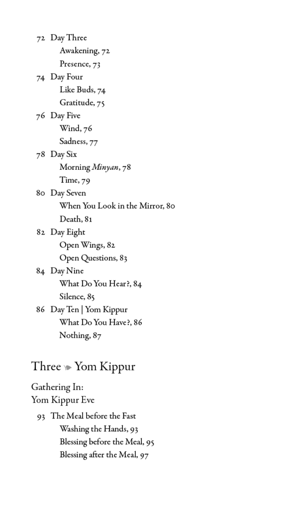 The Days Between Table of Contents Page 6