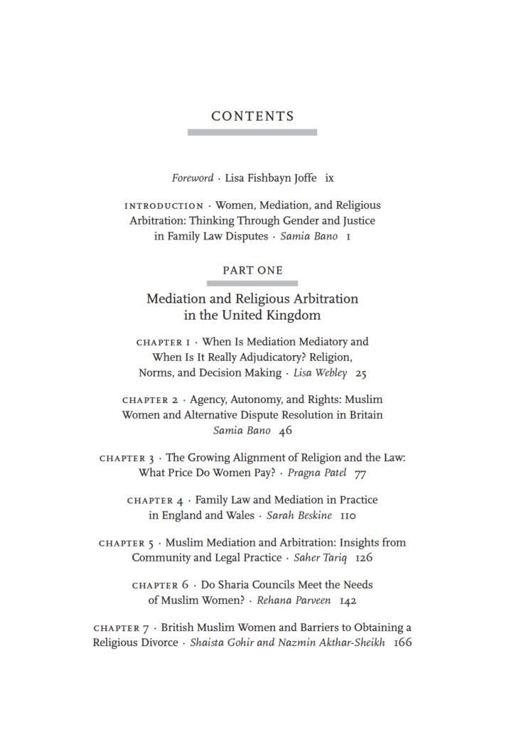 Gender and Justice in Family Law Disputes Table of Contents Page 1