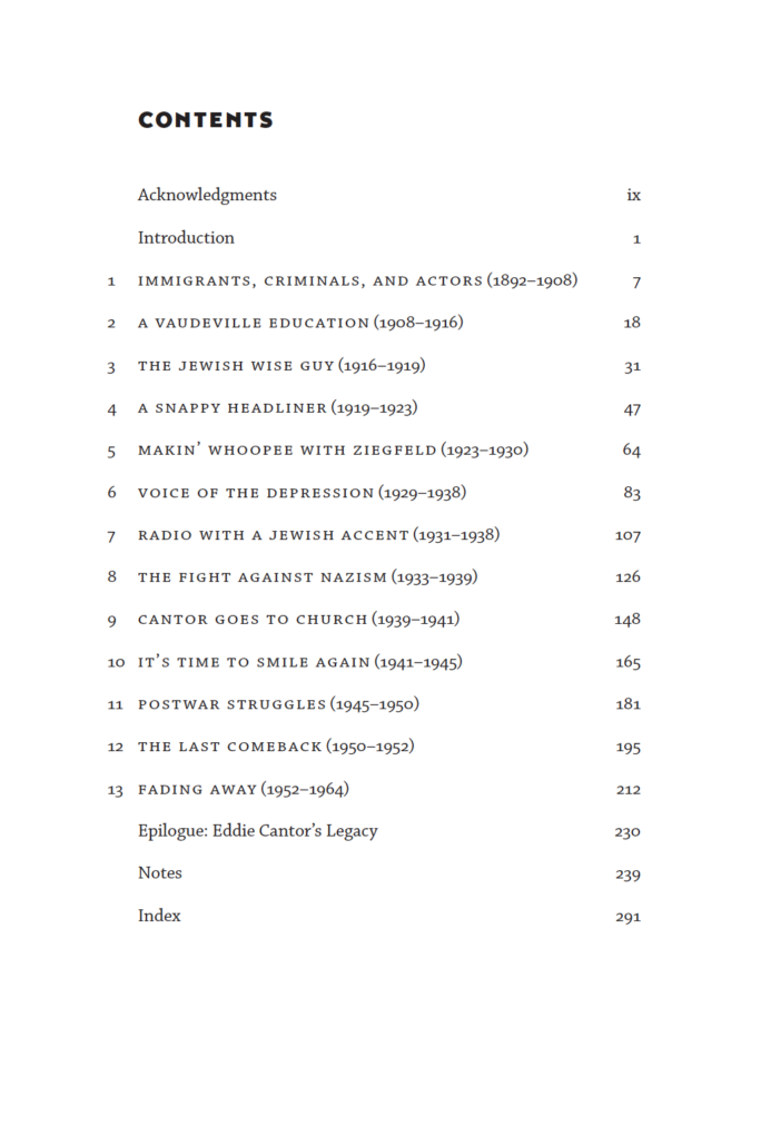 The Eddie Cantor Story Table of Contents