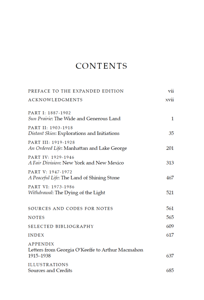 Georgia O'Keeffe Table of Contents