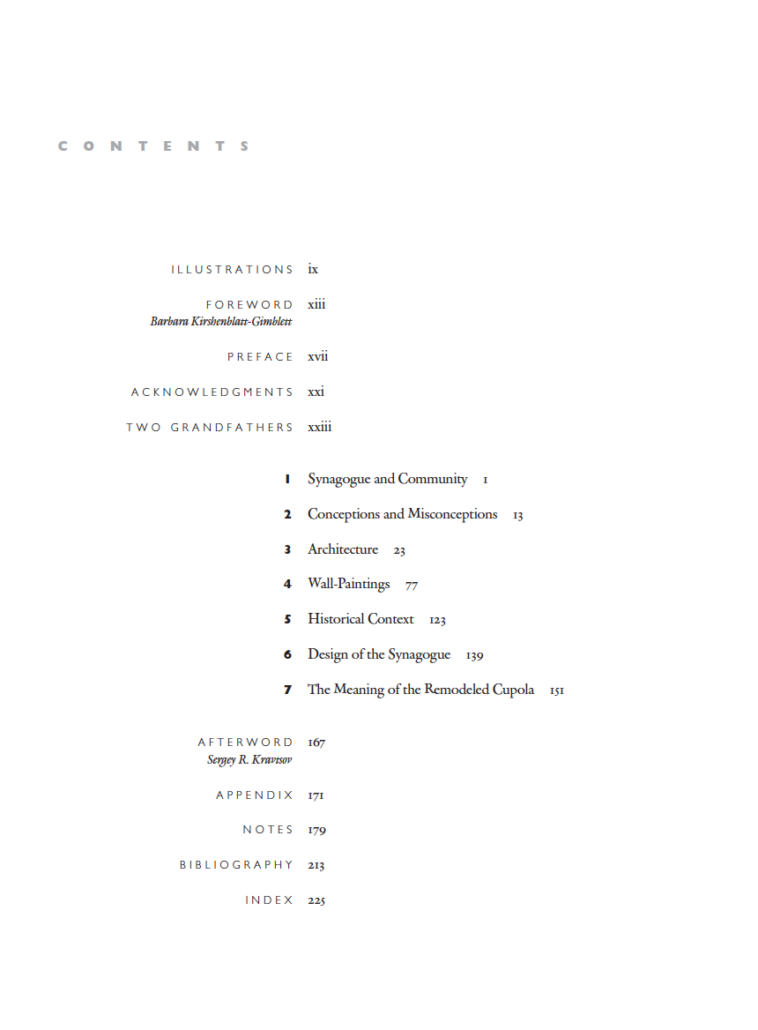 Resplendent Synagogue Table of Contents